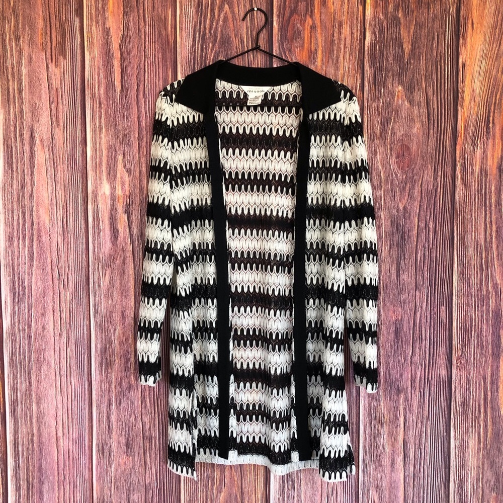 Exclusively Misook Lace Open Front Cardigan